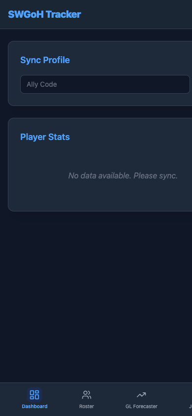 SWGoH Tracker Mobile Interface
